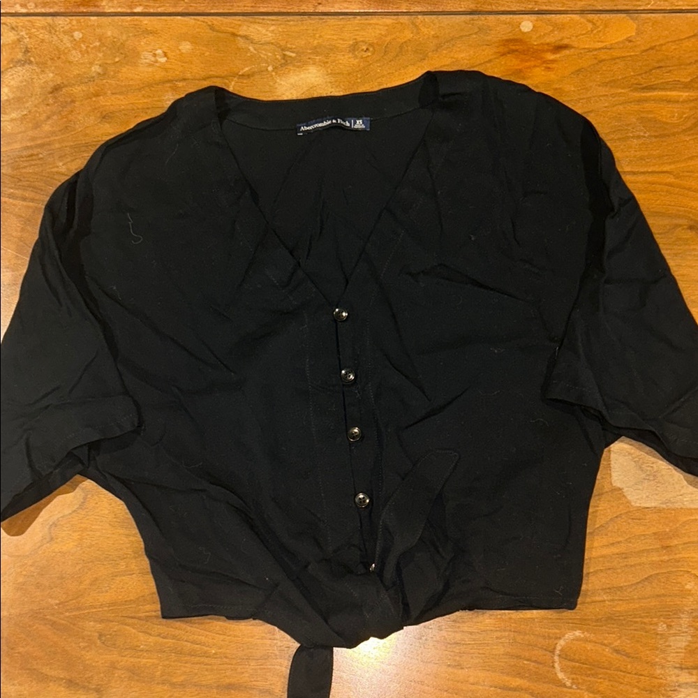 Abercrombie & Fitch Black Button-Up Top